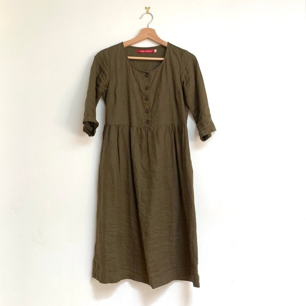 Pyne & Smith No.12 Linen Midi Dress in Beech
